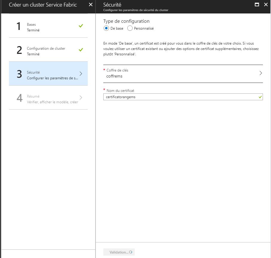 5 1 - Création d'un cluster Azure Service Fabric (Portal mode)