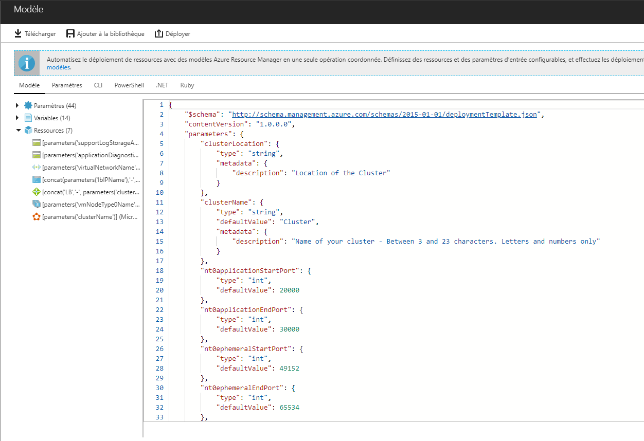 7 1 - Création d'un cluster Azure Service Fabric (Portal mode)